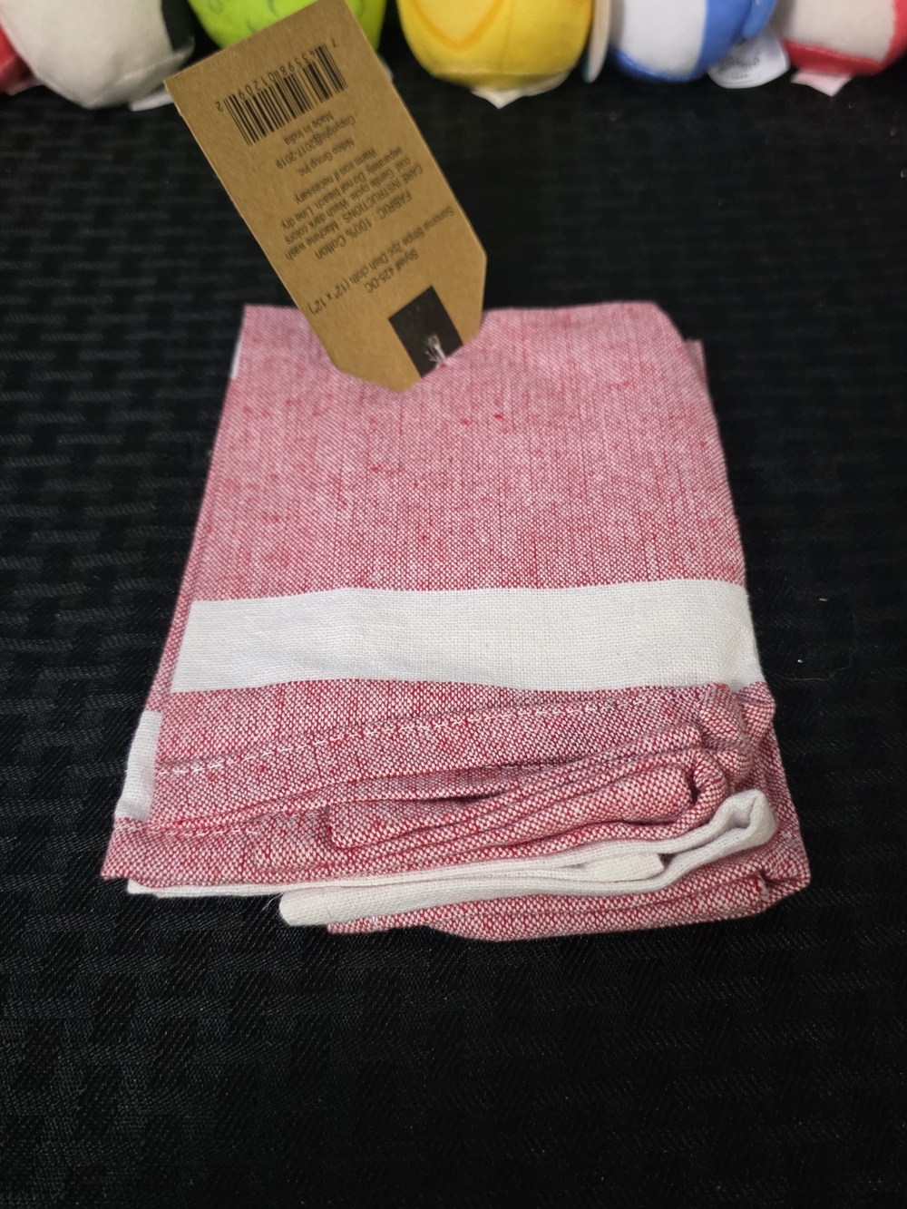 Red and White Striped Kitchen Dish Cloths - Folded Set Of 2           12×12